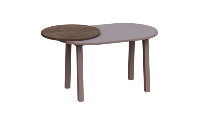 RGY 12 P konferenční stolek, pravý, masivní dřevěná podnož, deska 18 mm, 500x1020x625, pudrová